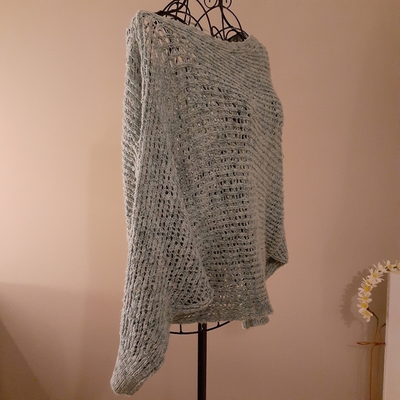 Mint color off the shoulder sweater - Picture 2 of 6